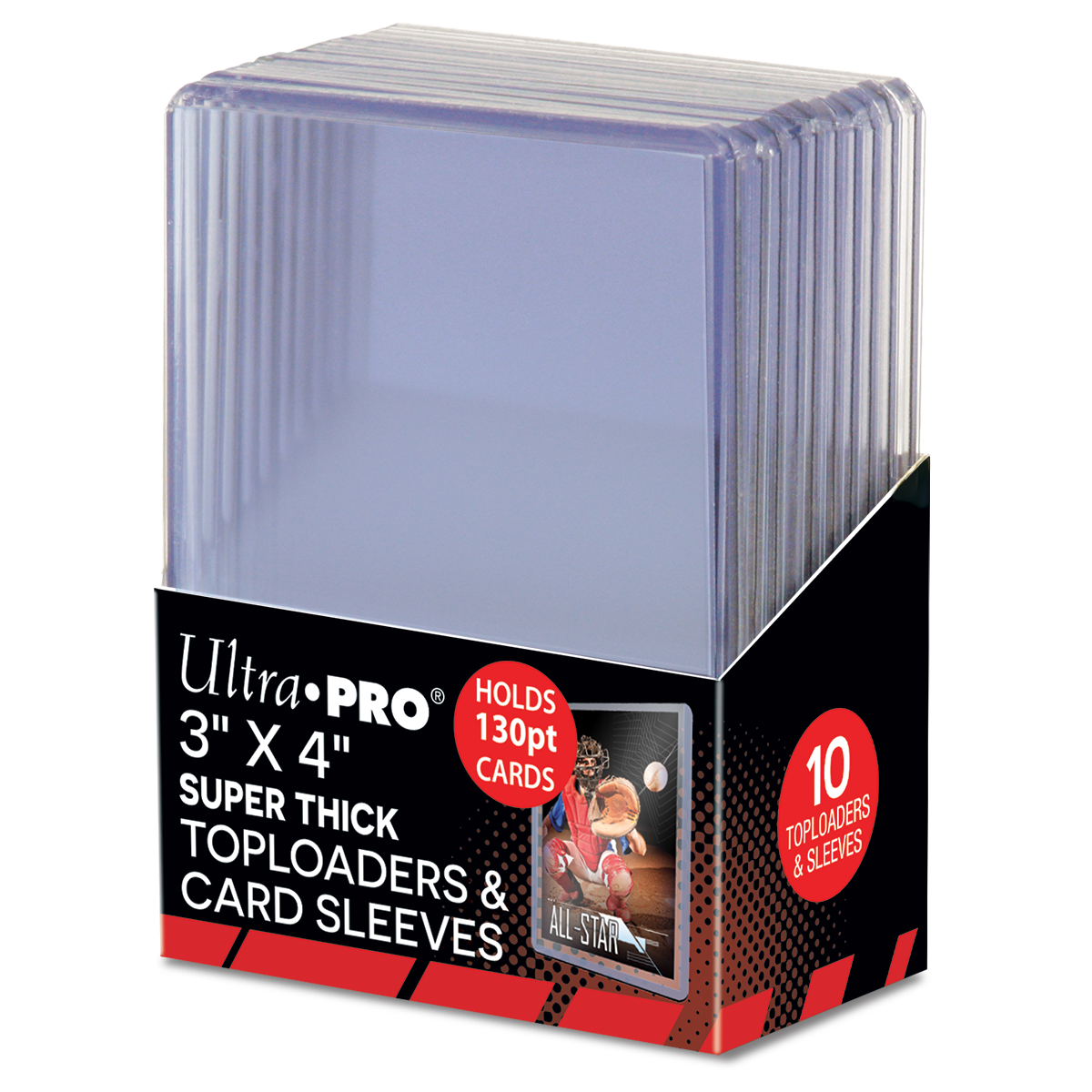 Ultra PRO 3" X 4" Super Thick 130PT Toploader with Thick Penny Sleeves (10)