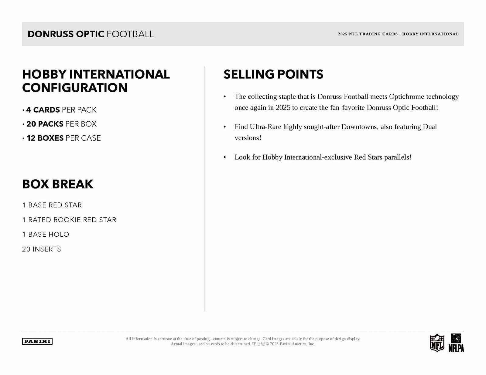Panini Donruss Optic Football 2025 - International Hobby Box