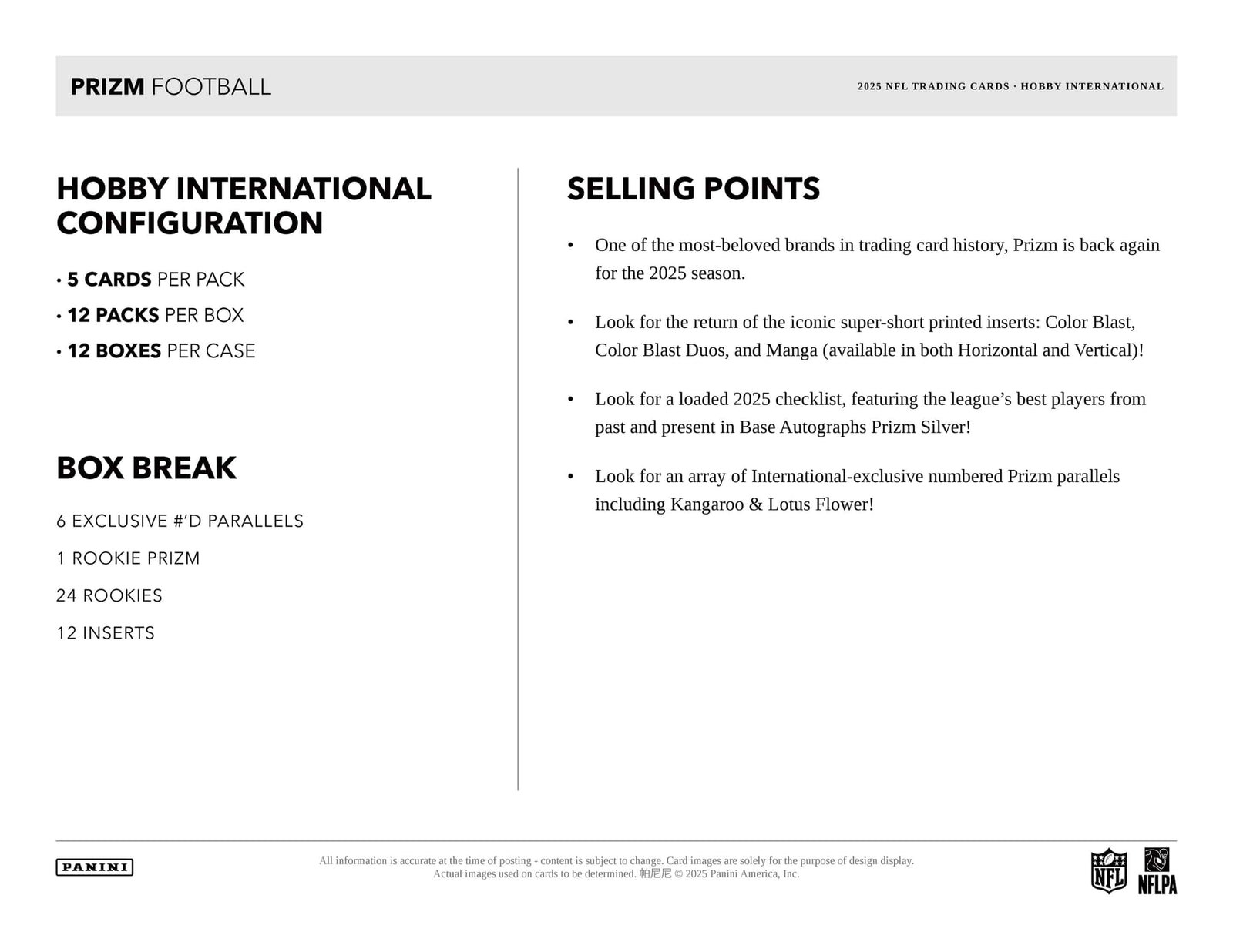 Panini Prizm Football 2025 - International Hobby Box
