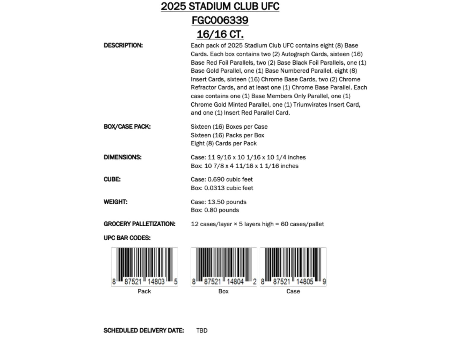 Topps Stadium Club UFC 2025 - Hobby Box