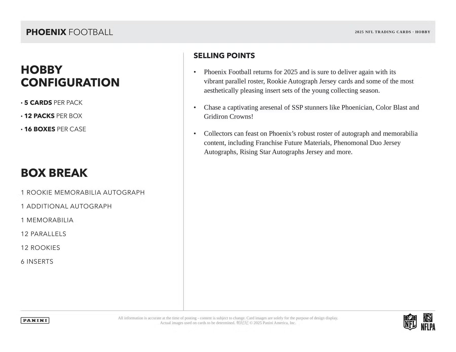 Panini Phoenix Football 2025 - Hobby Box