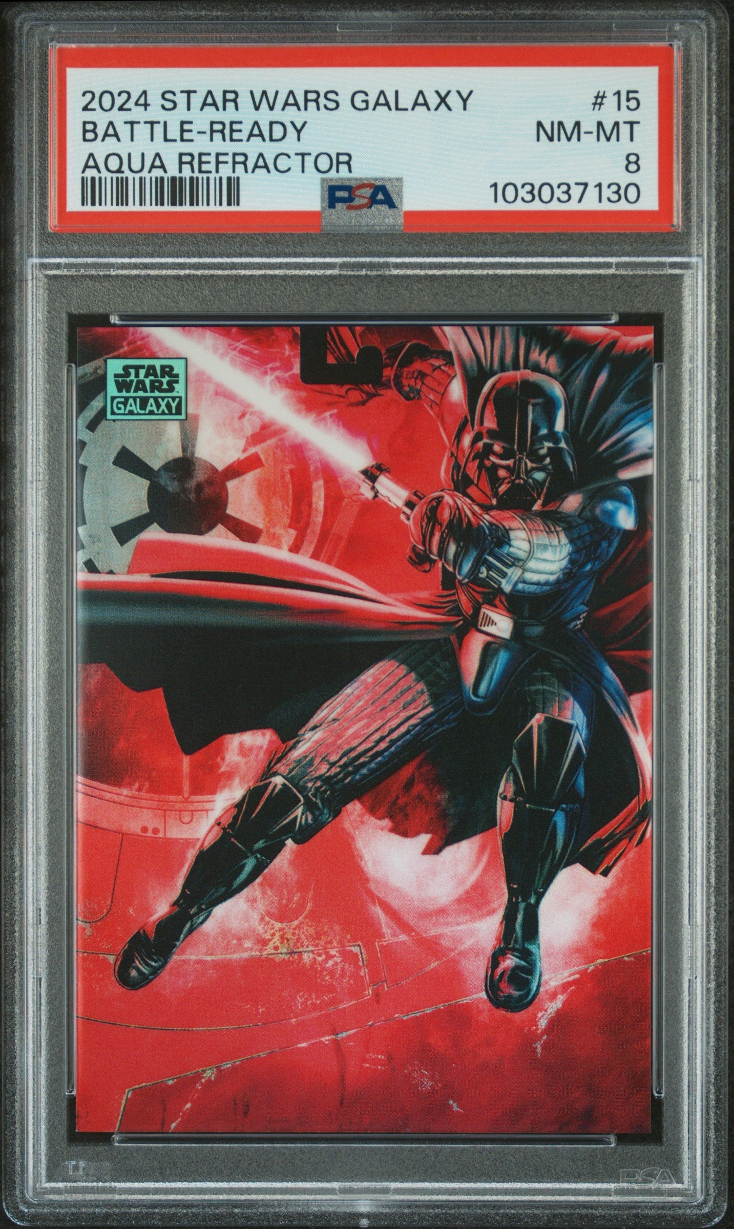 Battle-Ready [Aqua Refractor] #15 095/199 PSA 8 [Topps Chrome Star Wars Galaxy 2024]