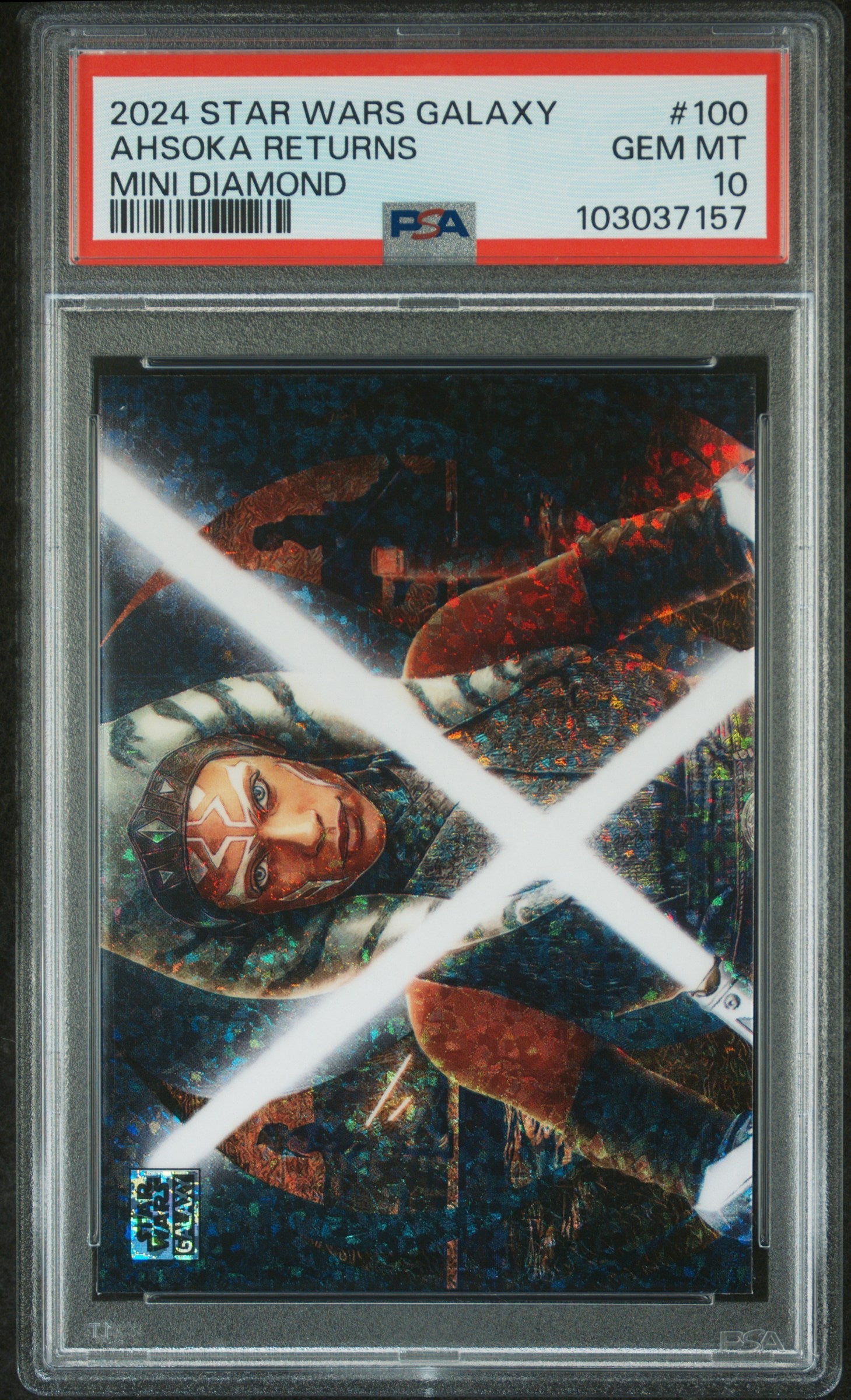 Ahsoka Returns [Mini Diamond] #100 PSA 10 [Topps Chrome Star Wars Galaxy 2024]