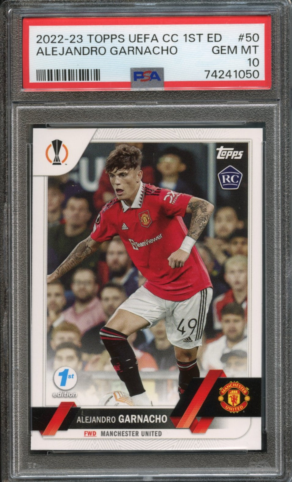 Alejandro Garnacho #50 PSA 10 [2022-23 Topps UEFA Club Competitions 1st Edition]