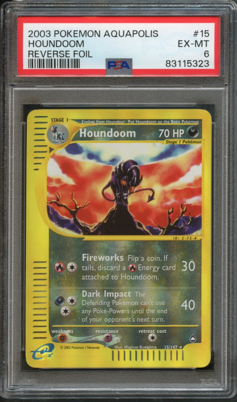 Houndoom [Reverse Holo] #15 PSA 6 [Aquapolis]