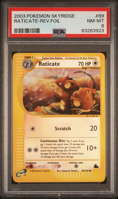 Raticate [Reverse Holo] #89 PSA 8 [Skyridge]