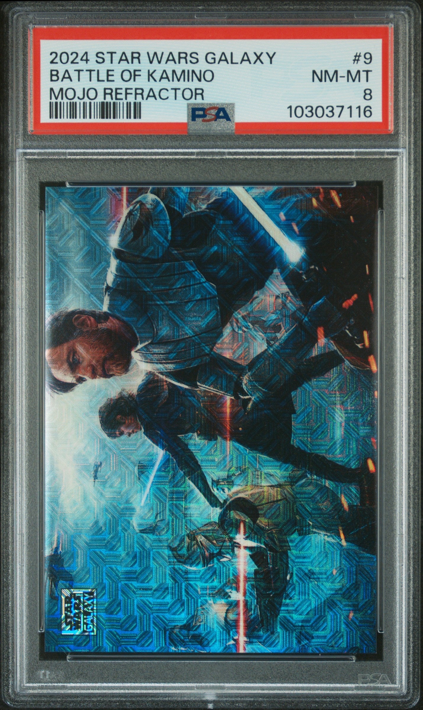 Battle Of Kamino [Mojo Refractor] #9 13/50 PSA 8 [Topps Chrome Star Wars Galaxy 2024]