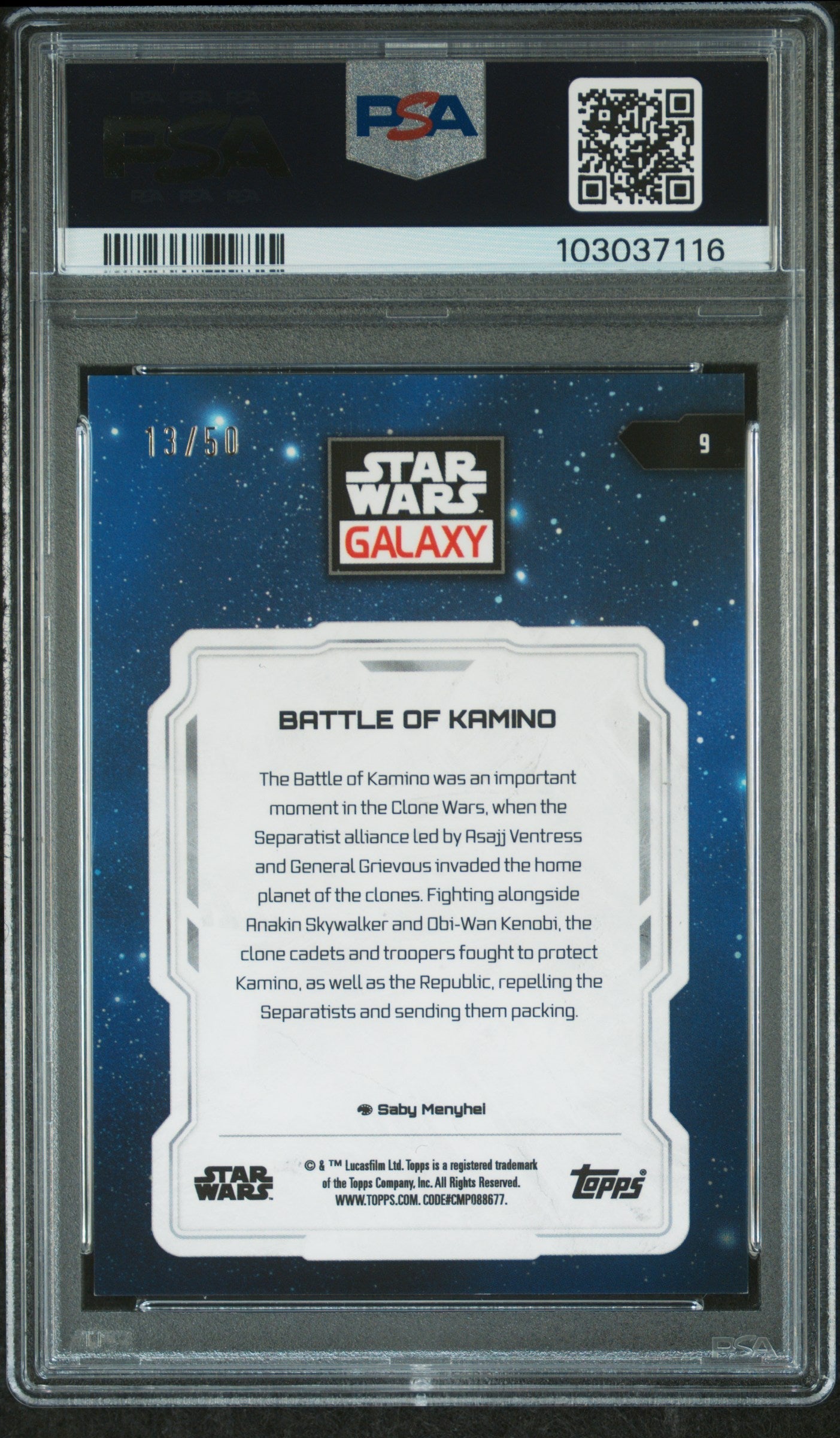Battle Of Kamino [Mojo Refractor] #9 13/50 PSA 8 [Topps Chrome Star Wars Galaxy 2024]