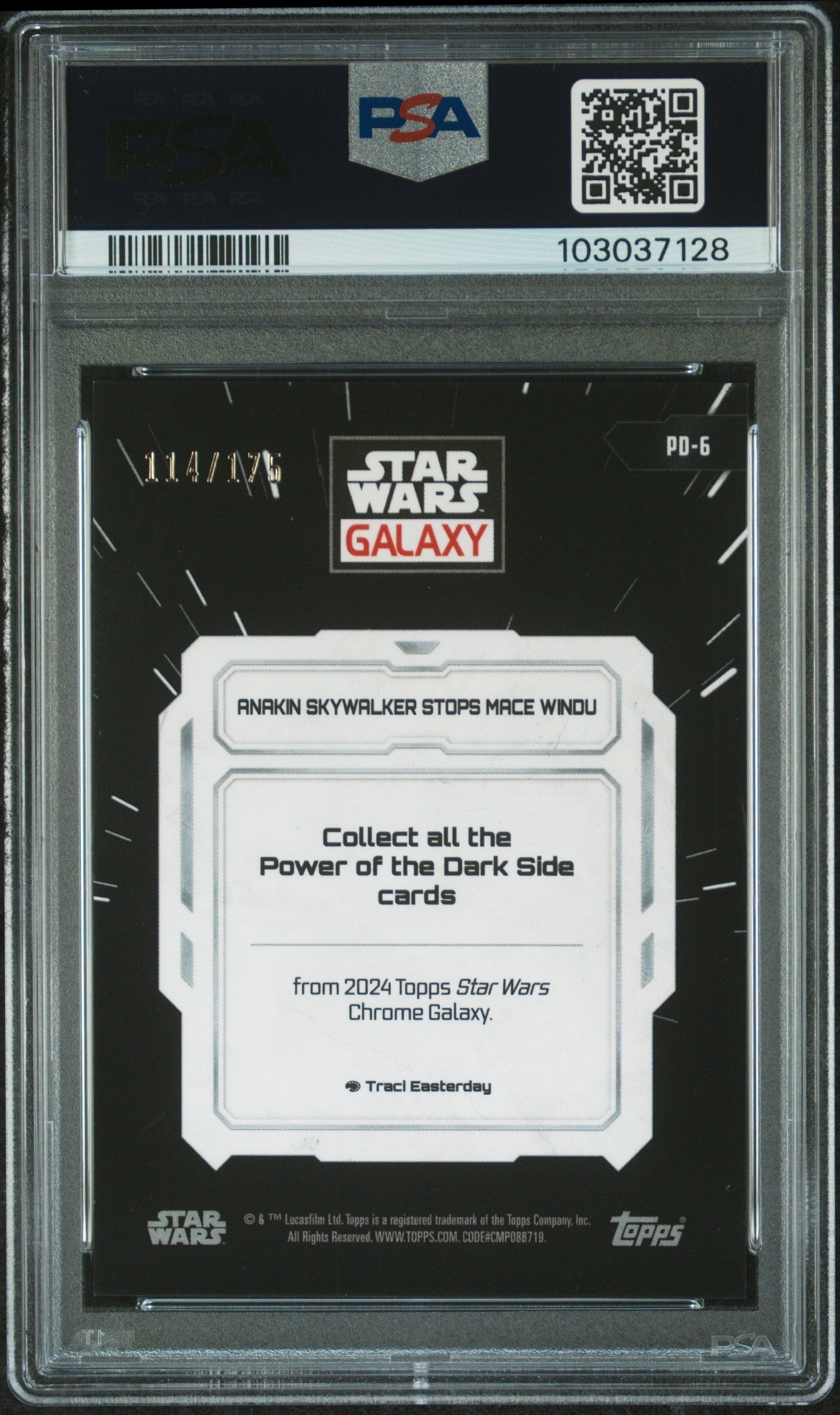 Anakin Stops Mace [Power/Dark Side-Aqua Lava] #PD6 114/175 PSA 10 [Topps Chrome Star Wars Galaxy Power Of The Dark Side 2024]