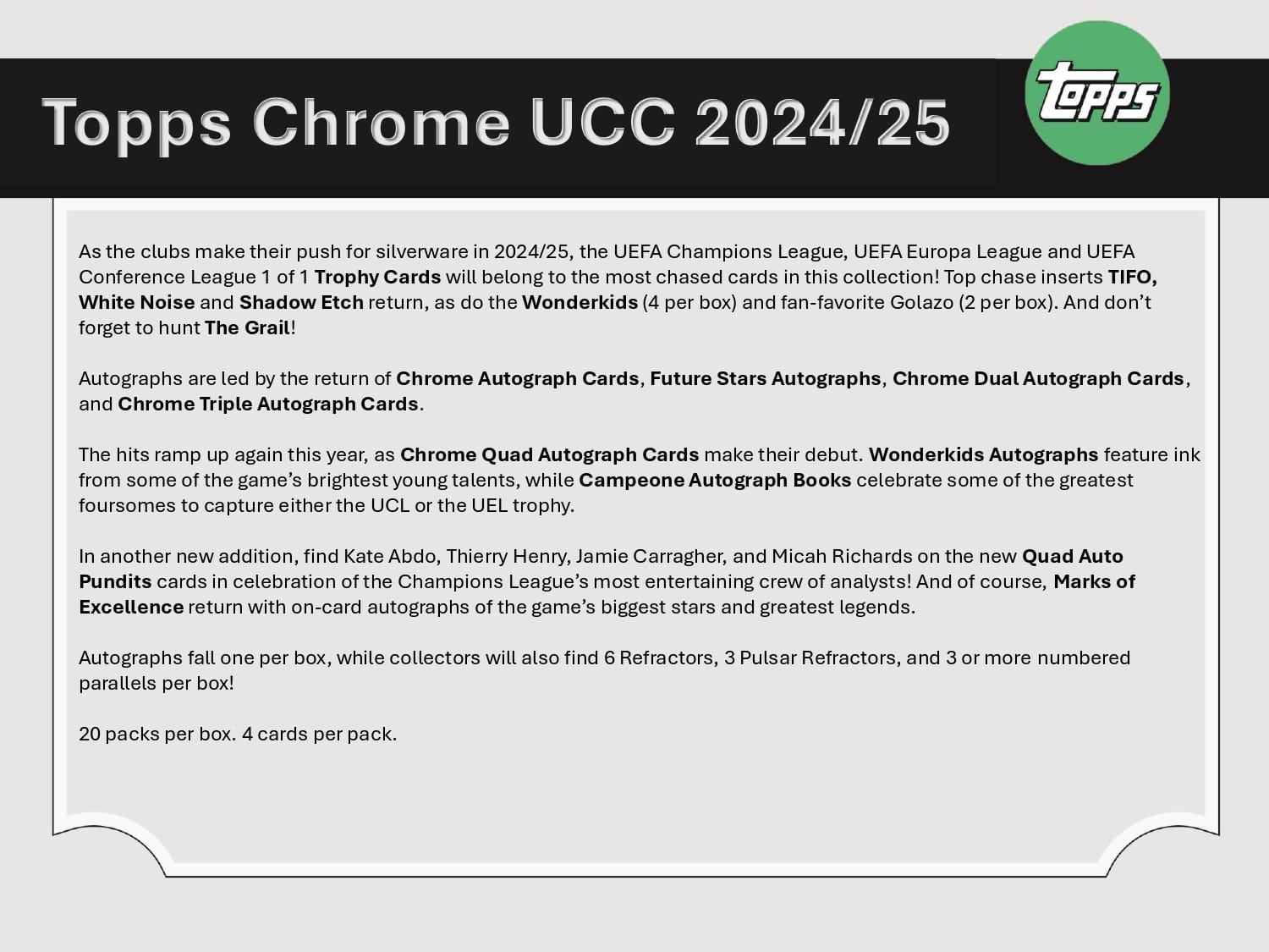 Topps Chrome UEFA Club Competitions 2024/25 - Hobby Box