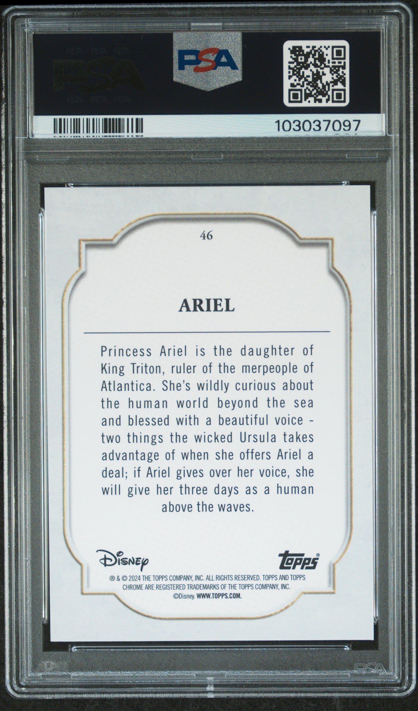 Ariel #46 PSA 9 [Topps Chrome Disney Sapphire Edition 2024]