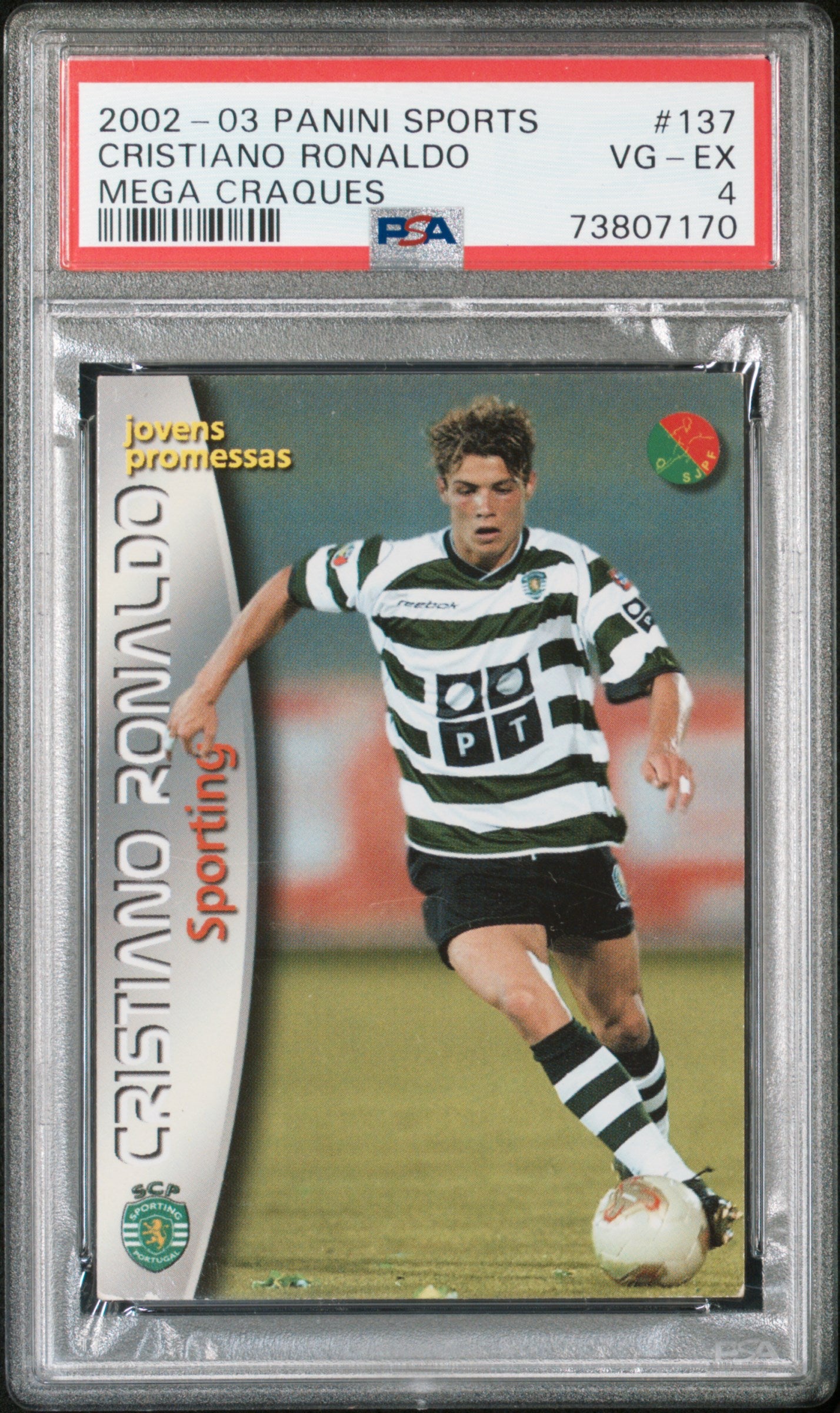 Cristiano Ronaldo [Rookie Mega Craques] #137 PSA 4 [Panini Sports 2002-03]