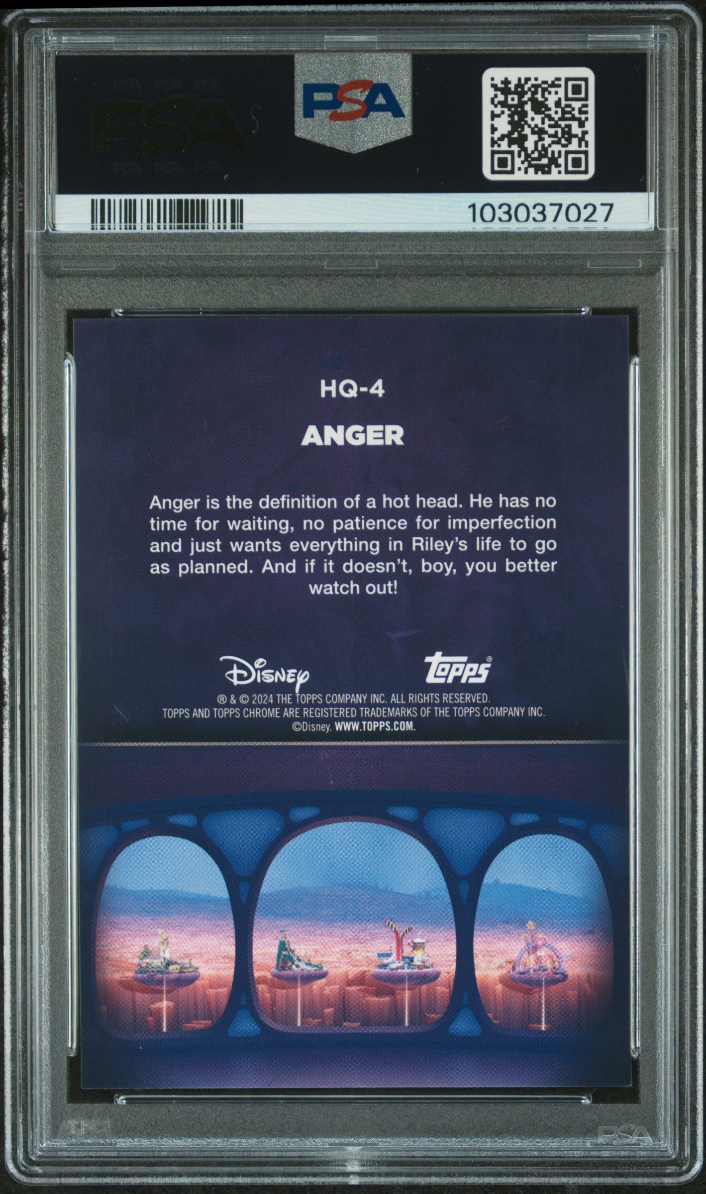 Anger #HQ4 PSA 10 [Topps Chrome Disney Headquarters 2024]