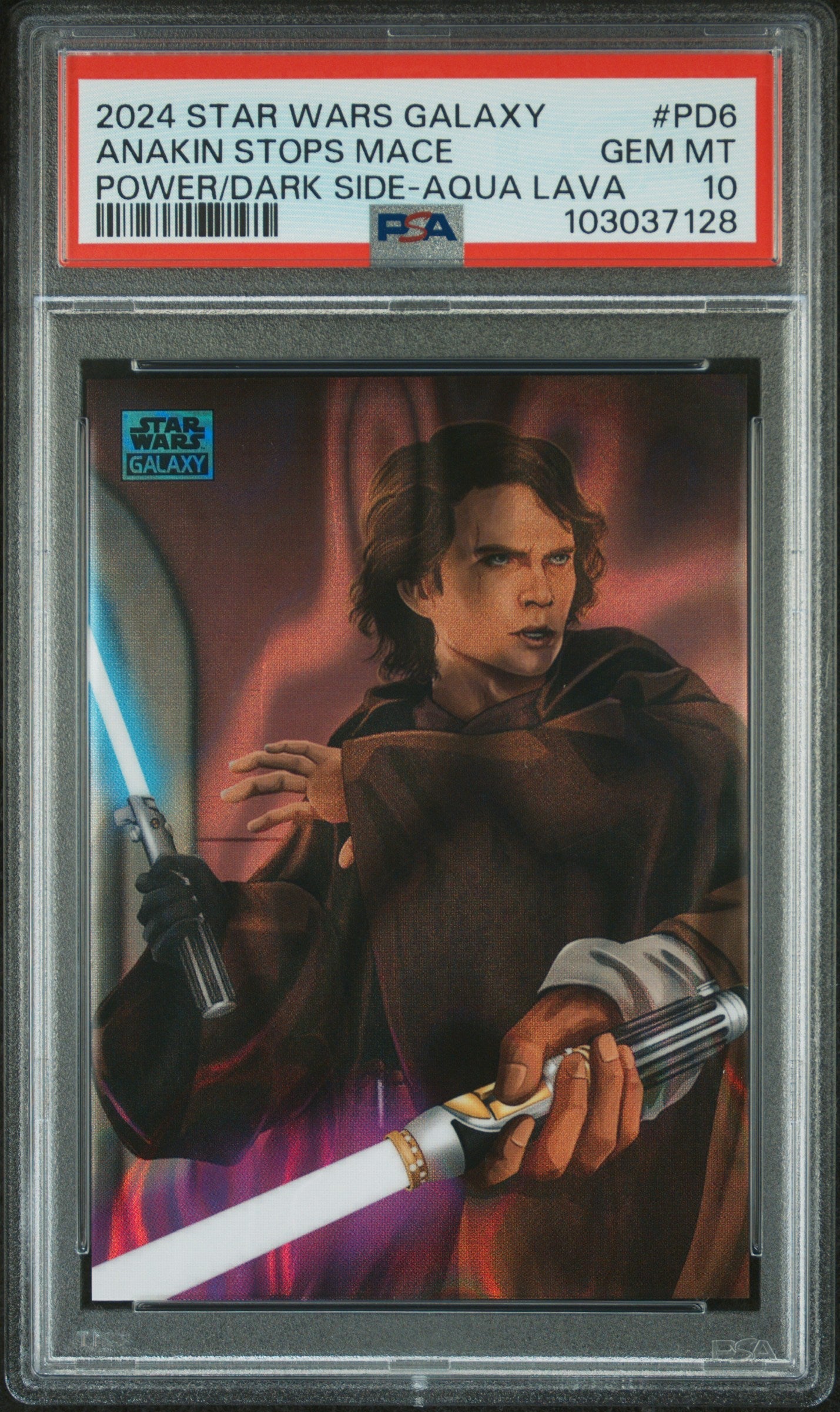 Anakin Stops Mace [Power/Dark Side-Aqua Lava] #PD6 114/175 PSA 10 [Topps Chrome Star Wars Galaxy Power Of The Dark Side 2024]