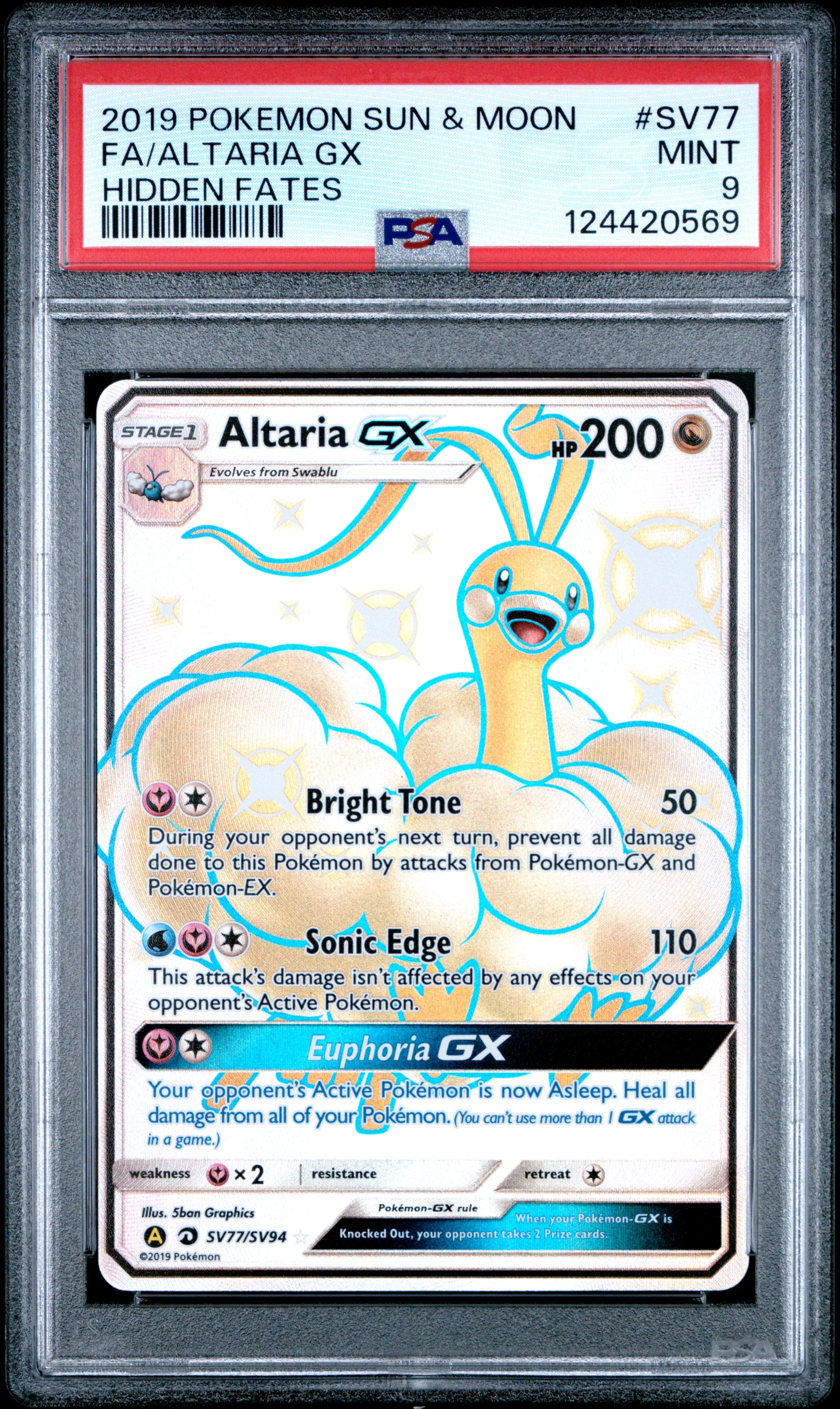 Altaria GX #SV77 Hidden Fates Pokemon Sun & Moon 2019 PSA 9