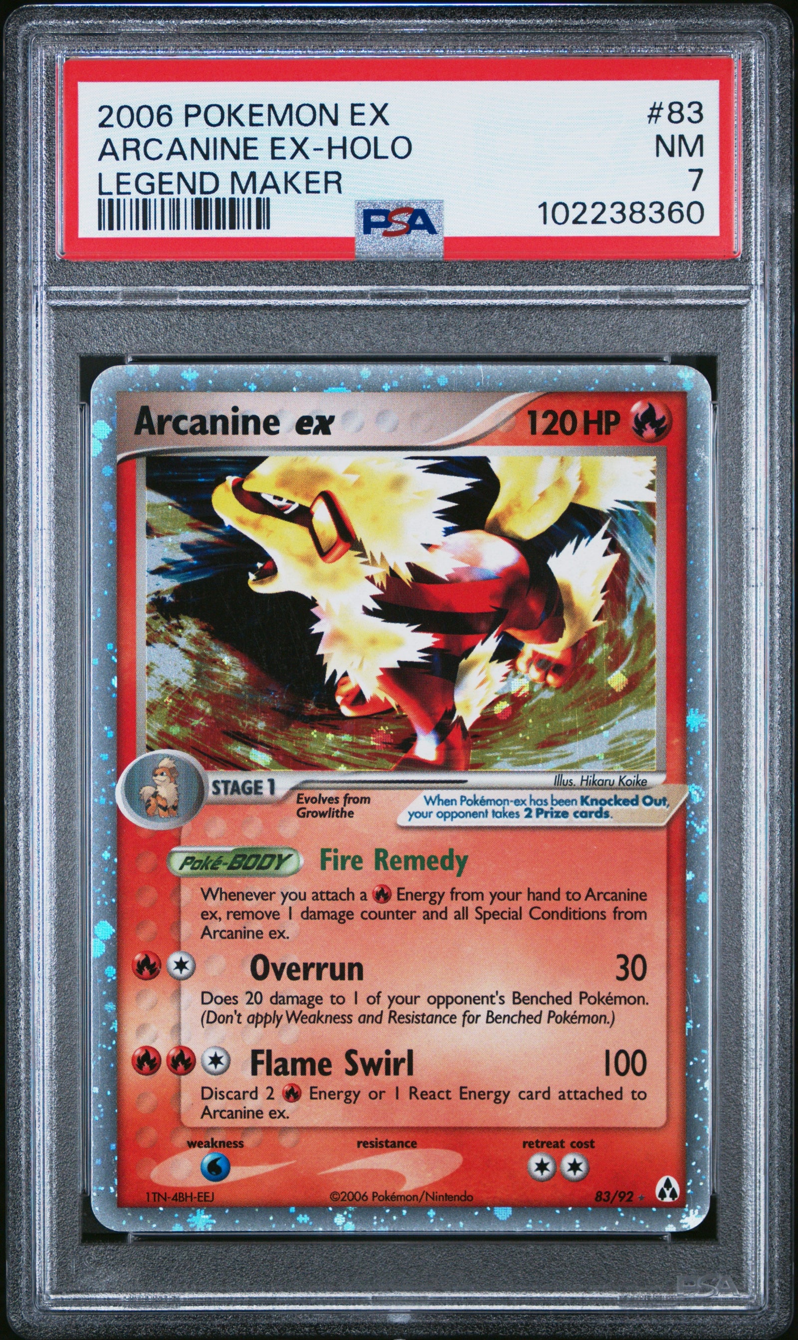Arcanine Ex Holo [Legend Maker] #83 PSA 7 [Ex Legend Maker 2006]
