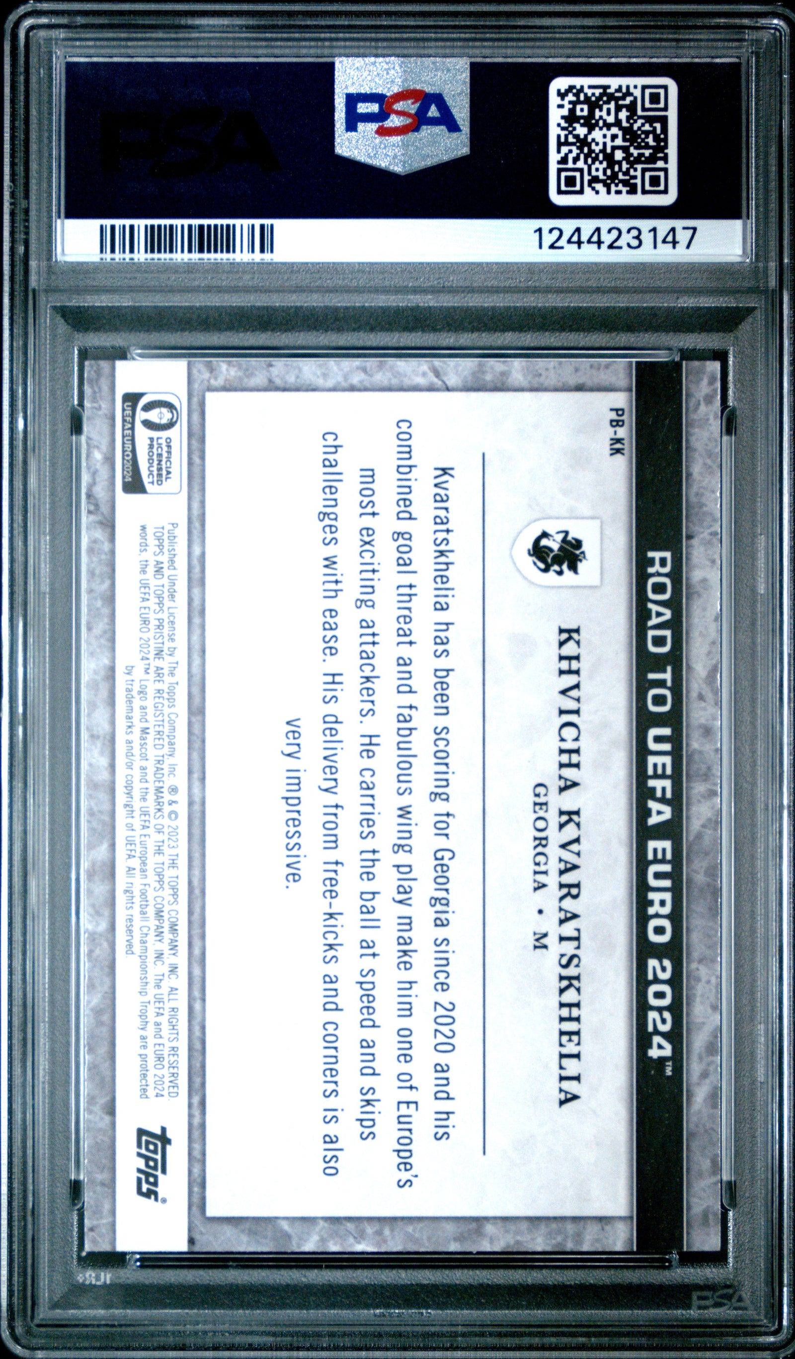 Khvicha Kvaratskhelia #PBKK Topps Pristine Road To UEFA Euro 2024 Pristine Borders 2023 PSA 10